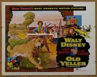 a573 OLD YELLER half-sheet movie poster '57 classic Disney canine!