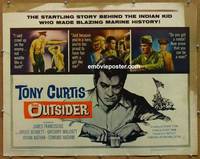 a589 OUTSIDER half-sheet movie poster '62 Tony Curtis, Iwo Jima, WWII!