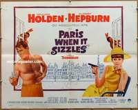 a595 PARIS WHEN IT SIZZLES half-sheet movie poster '64 Audrey Hepburn