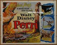 a608 PERRI half-sheet movie poster '57 Walt Disney True-Life Fantasy!