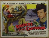 a646 RAIDERS OF OLD CALIFORNIA half-sheet movie poster '57 great image!
