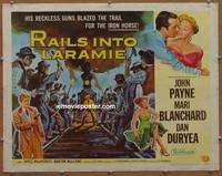 a647 RAILS INTO LARAMIE half-sheet movie poster '54 John Payne, Blanchard