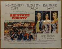 a649 RAINTREE COUNTY half-sheet movie poster '57 Monty Clift, Liz Taylor