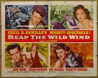 a657 REAP THE WILD WIND half-sheet movie poster R54 John Wayne, Milland