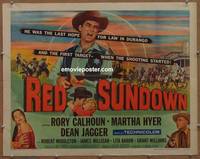 a658 RED SUNDOWN half-sheet movie poster '56 Rory Calhoun, Martha Hyer