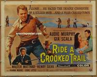 a668 RIDE A CROOKED TRAIL half-sheet movie poster '58 Audie Murphy