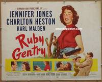 a690 RUBY GENTRY half-sheet movie poster '53 Jennifer Jones, Heston