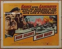 a692 RUN SILENT, RUN DEEP half-sheet movie poster '58 Clark Gable, Lancaster