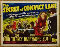 a705 SECRET OF CONVICT LAKE half-sheet movie poster '51 Glenn Ford