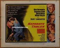 a708 SEPARATE TABLES style A half-sheet movie poster '58 Rita Hayworth, Lancaster