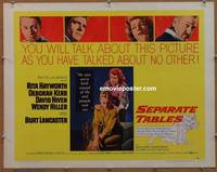 a709 SEPARATE TABLES style B half-sheet movie poster '58 Rita Hayworth