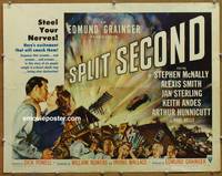 a749 SPLIT SECOND half-sheet movie poster '53 Dick Powell film noir!