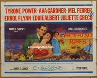 a772 SUN ALSO RISES half-sheet movie poster '57 Errol Flynn, Tyrone Power