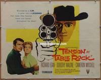 a786 TENSION AT TABLE ROCK half-sheet movie poster '56 pointing gun!