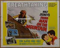 a011 3rd MAN ON THE MOUNTAIN half-sheet movie poster '59 Walt Disney