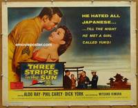 a796 THREE STRIPES IN THE SUN half-sheet movie poster '55 Aldo Ray, Carey