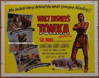 a810 TONKA half-sheet movie poster '57 Sal Mineo, Disney Native Americans!