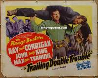 a823 TRAILING DOUBLE TROUBLE #2 half-sheet movie poster '40 Range Busters!