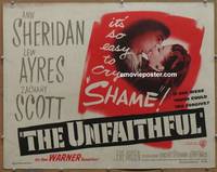 a840 UNFAITHFUL half-sheet movie poster '47 shameless sexy Ann Sheridan!
