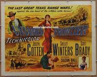 a845 UNTAMED FRONTIER style B half-sheet movie poster '52 Cotten, Winters