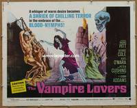 a851 VAMPIRE LOVERS half-sheet movie poster '70 Peter Cushing, AIP horror!