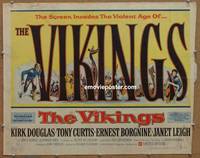 a853 VIKINGS style A half-sheet movie poster '58 Kirk Douglas, Tony Curtis