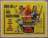 a865 WAR DRUMS half-sheet movie poster '57 Lex Barker, Native Americans!