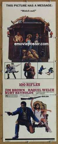 b003 100 RIFLES insert movie poster '69 Jim Brown, Raquel Welch