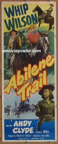 b009 ABILENE TRAIL insert movie poster '51 Whip Wilson, Andy Clyde