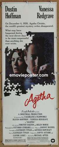 b013 AGATHA insert movie poster '79 Dustin Hoffman, Vanessa Redgrave