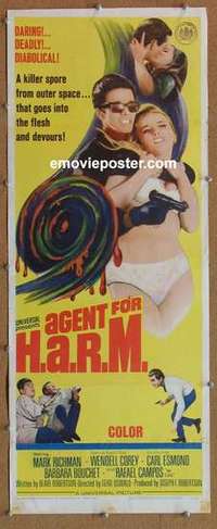 b014 AGENT FOR HARM insert movie poster '66 Mark Richman, spies!