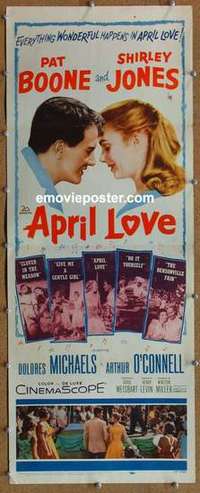b029 APRIL LOVE insert movie poster '57 Pat Boone, Shirley Jones