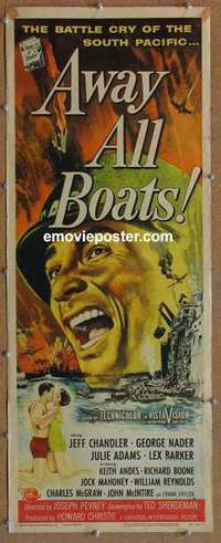 b035 AWAY ALL BOATS insert movie poster '56 Jeff Chandler, Nader