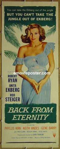 b037 BACK FROM ETERNITY insert movie poster '56 sexy Anita Ekberg!