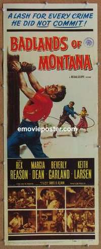 b041 BADLANDS OF MONTANA insert movie poster '57 Rex Reason, western!
