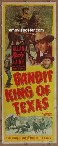b044 BANDIT KING OF TEXAS insert movie poster '49 Allan Rocky Lane