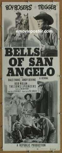 b055 BELLS OF SAN ANGELO insert movie poster R52 Roy Rogers