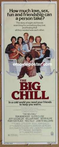 b058 BIG CHILL insert movie poster '83 Lawrence Kasdan classic!