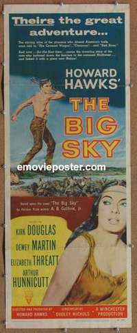 b061 BIG SKY insert movie poster '52 Kirk Douglas, Howard Hawks
