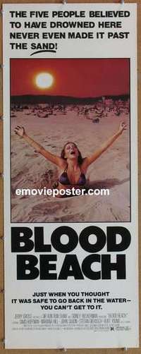 b067 BLOOD BEACH insert movie poster '81 classic quicksand image!