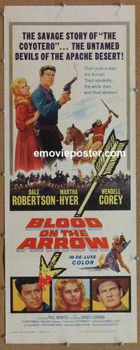 b068 BLOOD ON THE ARROW insert movie poster '64 Dale Robertson, Hyer