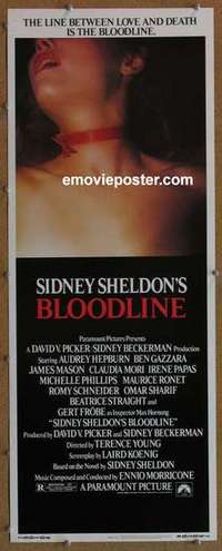 b069 BLOODLINE insert movie poster '79 Audrey Hepburn, Ben Gazzara