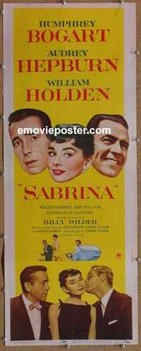 b524 SABRINA insert movie poster '54 Audrey Hepburn, Bogart, Holden
