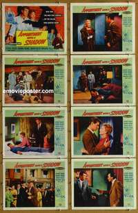 c072 APPOINTMENT WITH A SHADOW 8 movie lobby cards '58 George Nader