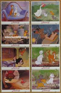 c076 ARISTOCATS 8 movie lobby cards R80s Walt Disney feline cartoon!