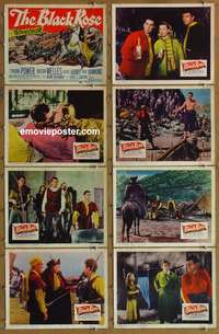 c119 BLACK ROSE 8 movie lobby cards '50 Tyrone Power, Orson Welles