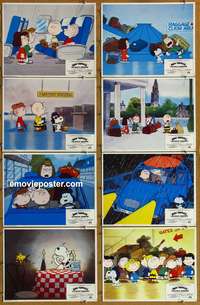 c132 BON VOYAGE CHARLIE BROWN 8 movie lobby cards '80 Peanuts, Schulz