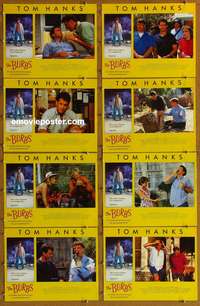 c158 BURBS 8 movie lobby cards '89 Tom Hanks, Bruce Dern, Fisher