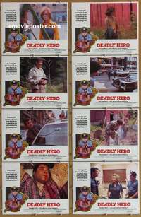 c231 DEADLY HERO 8 movie lobby cards '76 Tanenbaum art, psycho police!