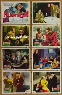 c301 FOLLOW THE SUN 8 movie lobby cards '51 Ben Hogan, golf bio!